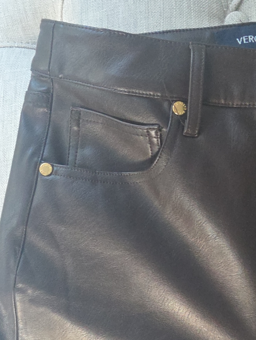 Veronica Beard Brown Faux Leather High-Waist Trousers SIZE 28 NWOT - Picture 4 of 7